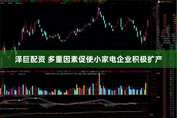 泽巨配资 多重因素促使小家电企业积极扩产